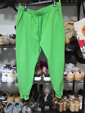 Men's Bright Green Jogger Pants - Elastic Waist